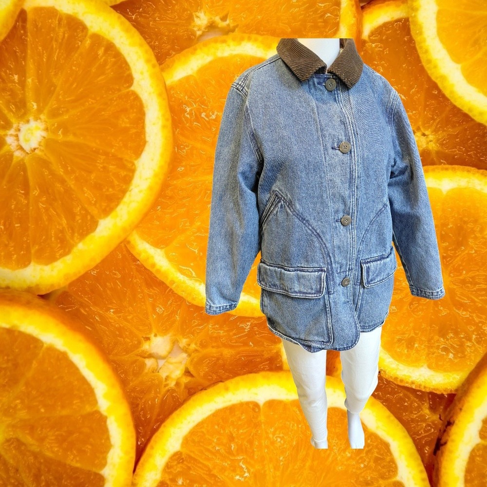 Woolrich Mens Denim Jacket Corduroy Collar Blanket Lined‎ Insulated Blue Size S